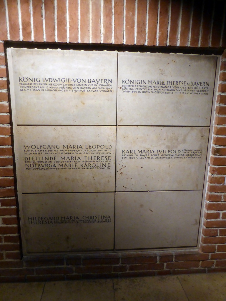Tombs of members of the Wittelsbach dynasty in the crypt of the Frauenkirche church