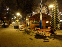 Beer garden and pavilion of the Augustiner Keller beer hall, by night