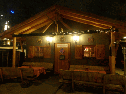 Front of the pavilion in the beer garden of the Augustiner Keller beer hall, by night