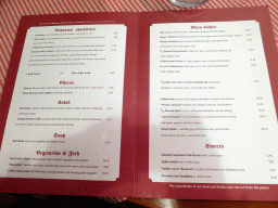 Inside of the English menu of the Augustiner Keller beer hall