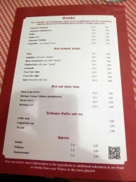 Back of the English menu of the Augustiner Keller beer hall