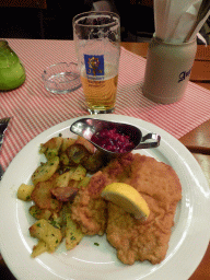 Dinner and an Augustiner Bräu beer at the beer garden of the Augustiner Keller beer hall