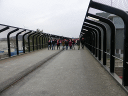 FC Bayern Munich fans at the pedestrian bridge at the Fröttmaning metro station