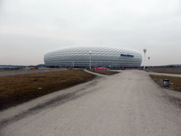 Left front of the Allianz Arena stadium, viewed from the south road