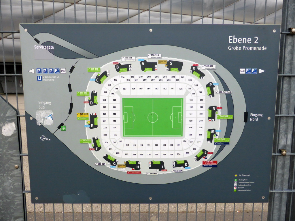 Map of the Allianz Arena stadium, at the entrance gates