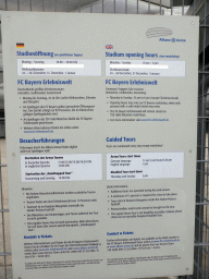 Information on the Allianz Arena stadium, at the entrance gates