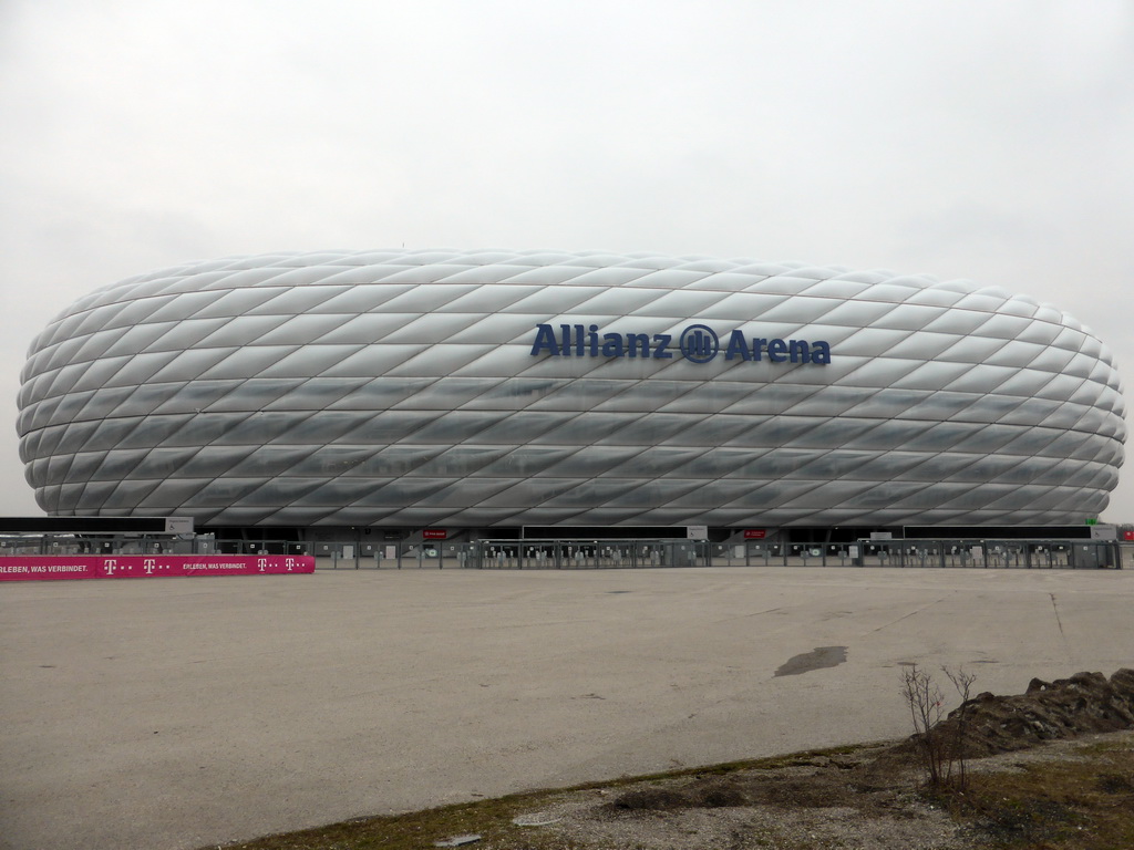 Front of the Allianz Arena stadium, viewed from the south road