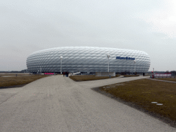 Left front of the Allianz Arena stadium, viewed from the south road