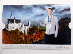 Fake photograph of Tim in front of the Neuschwanstein Castle, at the exhibition of the EAU16 conference at Hall B1 of the International Congress Center Munich