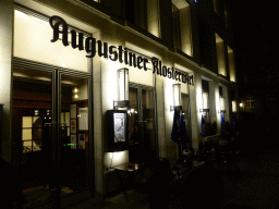Front of the Augustiner Klosterwirt restaurant at the Augustinerstraße street, by night