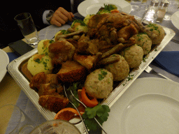 Bavarian specialties for dinner at the Augustiner Klosterwirt restaurant