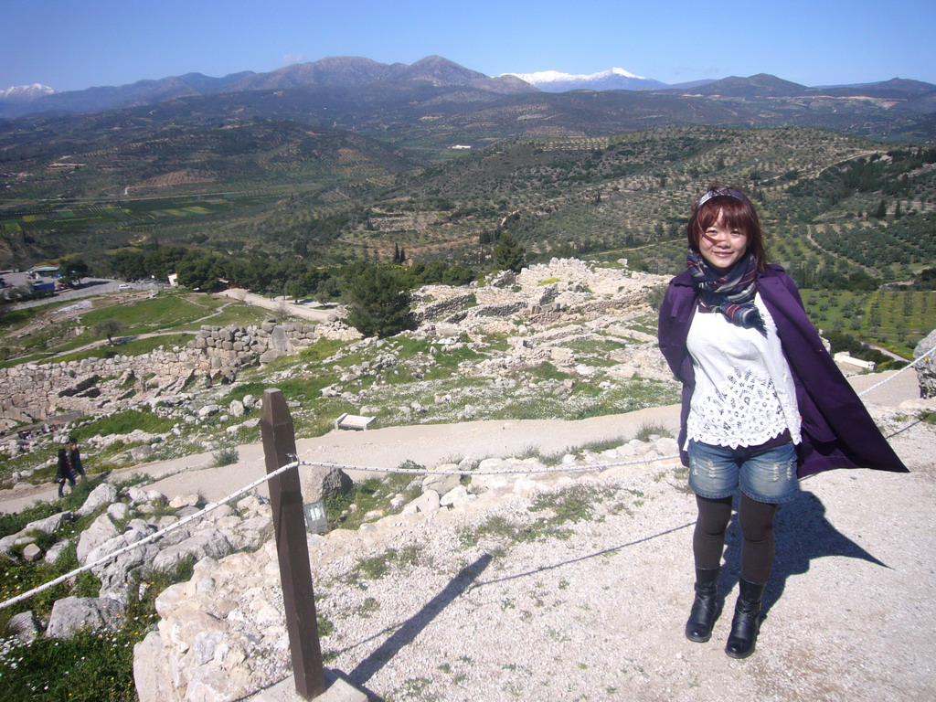 Miaomiao and the ruins of the Acropolis of Mycenae