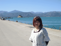 Miaomiao and the Bourtzi Castle in the harbour of Nafplion