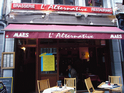 Front of the Brasserie l`Alternative restaurant at the Rue Haute Marcelle street