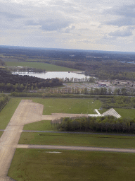 Kart circuit `The Landsard` at the Landsardseweg road at Eindhoven, viewed from the airplane from Eindhoven