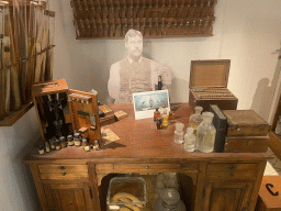 Desk with chemicals and tools at the Lecture Room at the Museo Darwin Dohrn museum