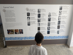 Max with information on Nobel prize winners at the Museo Darwin Dohrn museum