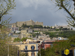 Vomero Hill with the Castel Sant`Elmo castle and the Museo Nazionale di San Martino museum, viewed from the Via Francesco Caracciolo street