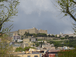 Vomero Hill with the Castel Sant`Elmo castle and the Museo Nazionale di San Martino museum, viewed from the Via Francesco Caracciolo street