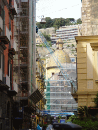 The Via Santa Maria in Portico street and the dome of the Chiesa di Santa Maria in Portico church, viewed from the Riviera di Chiaia street