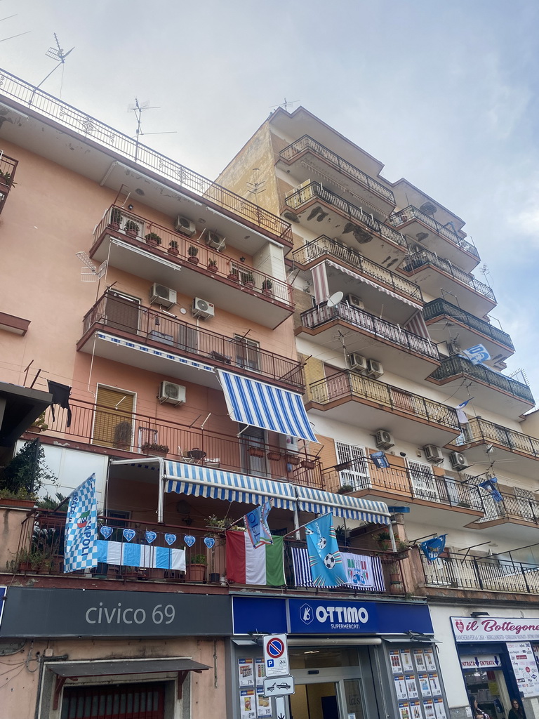 Decorations for SSC Napoli`s third Italian championship at the Via Arpino street