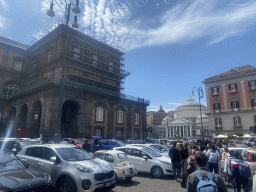 The Piazza Trieste e Trento square with the northwest side of the Royal Palace of Naples and the front of the Basilica Reale Pontificia San Francesco da Paola church