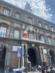 Entrance at the west side of the Royal Palace of Naples at the Piazza del Plebiscito square