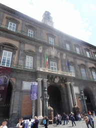 Entrance at the west side of the Royal Palace of Naples at the Piazza del Plebiscito square