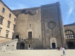Inner square of the Castel Nuovo castle with the Monumental Stairway and the front of the Armoury Hall, the Baron`s Hall and the Palatine Chapel