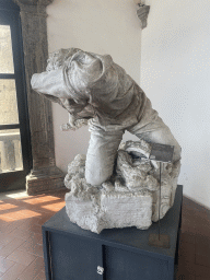 Statue `Antonio Toscano a Vigliena` by Francesco Jerace at the Second Floor of the Civic Museum at the Castel Nuovo castle, with explanation