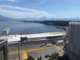 The Naples Port with the Pier with the Molo San Vincenzo Lighthouse, viewed from the Second Floor of the Civic Museum at the Castel Nuovo castle