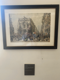 Painting `L`Ingresso Trionfale di Garibaldi in Napoli` by Franz Wenzel at the Second Floor of the Civic Museum at the Castel Nuovo castle, with explanation