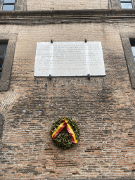 Plaque and floral wreath in front of the Baron`s Antechambers at the Castel Nuovo castle