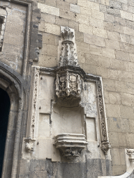 Relief at the front of the Baron`s Hall at the Castel Nuovo castle, viewed from the Monumental Stairway