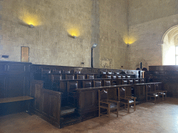 Chairs at the north side of the Baron`s Hall at the Castel Nuovo castle