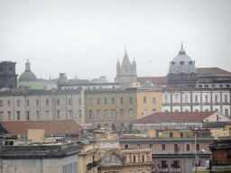 Church domes at the city center, viewed from the north side of the roof of the Castel Nuovo castle