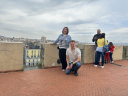 Tim and Miaomiao at the north side of the roof of the Castel Nuovo castle, with a view on the city center