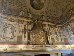 Balcony, statues, reliefs and painting at the Teatro di Corte theatre at the Royal Palace of Naples