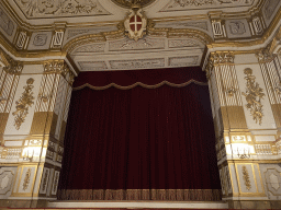 Stage with curtain at the Teatro di Corte theatre at the Royal Palace of Naples