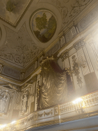 Balcony, statues, reliefs and painting at the Teatro di Corte theatre at the Royal Palace of Naples