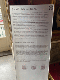 Information on the Throne Room at the Royal Palace of Naples