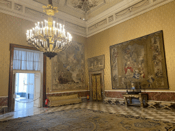 Interior of the Guards Hall at the Royal Palace of Naples, viewed from the Flemish Hall