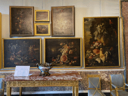 Paintings and vase at the Still Life Paintings Room at the Royal Palace of Naples