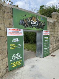 Back entrance to the Zoo di Napoli at the parking lot at the Via Cuma a Fuorigrotta street