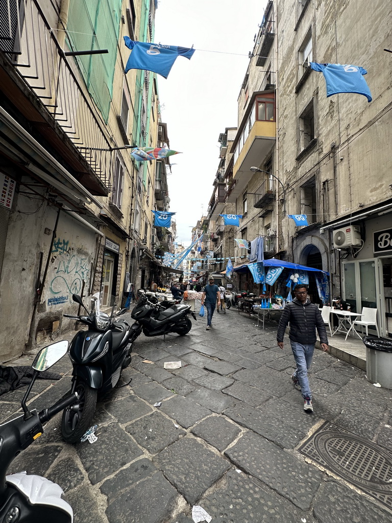 Decorations for SSC Napoli`s third Italian championship at the Via Sopramuro street