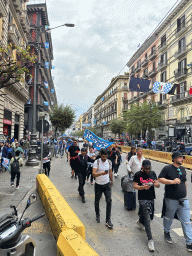 SSC Napoli football fans at the Corso Umberto I street