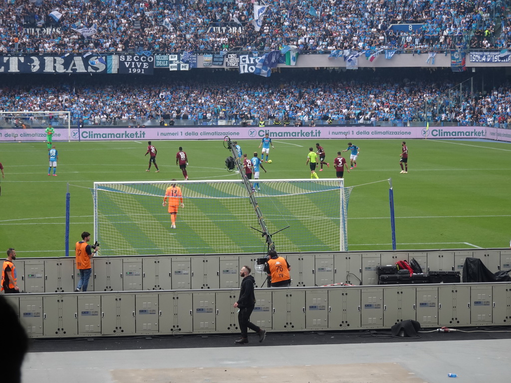 SSC Napoli in the attack at the Stadio Diego Armando Maradona stadium, viewed from the Curva A Inferiore grandstand, during the football match SSC Napoli - Salernitana