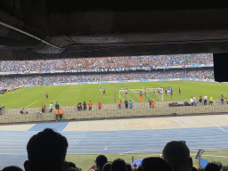 SSC Napoli taking a free kick at the Stadio Diego Armando Maradona stadium, viewed from the Curva A Inferiore grandstand, during the football match SSC Napoli - Salernitana