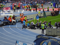 SSC Napoli taking a corner kick at the Stadio Diego Armando Maradona stadium, viewed from the Curva A Inferiore grandstand, during the football match SSC Napoli - Salernitana