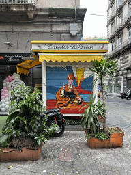 Kiosk with painting at the Via Vincenzo Bellini street